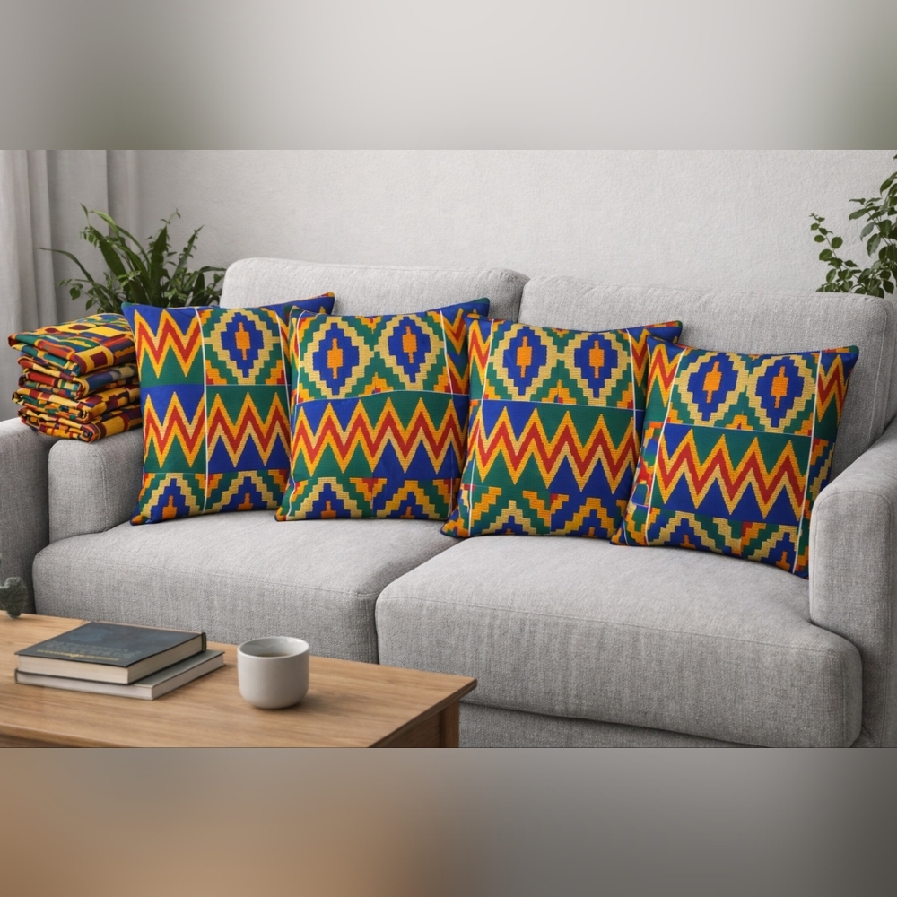 Set of 4 African Ankara Pillow Covers | 18x18 | Handmade | Zipper